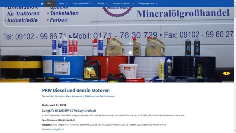 frankencom Webdesign Öle und Schmierstoffe 